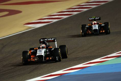 The Two Force India Men and Machines Fighting It Out With Each Other